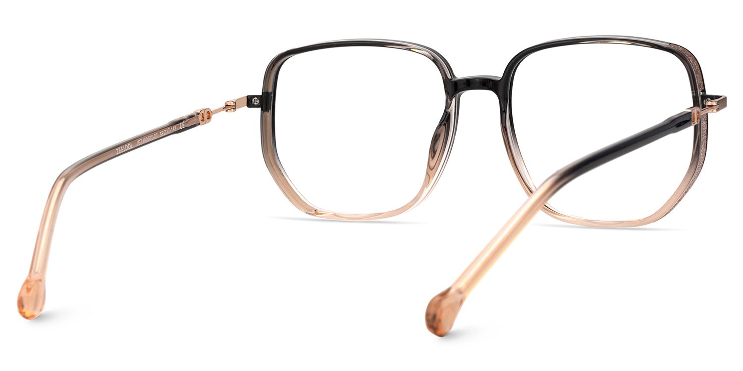 Joana Black and Beige Glasses in Geometric Wide Frame Design5