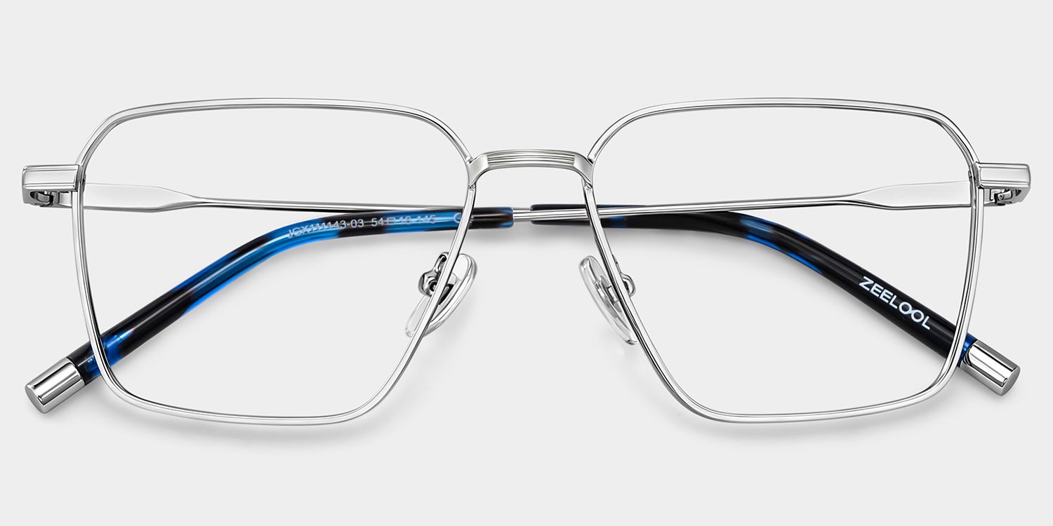 Ashley Square Silver Frames Glasses with Preppy Chic | ZEELOOL1