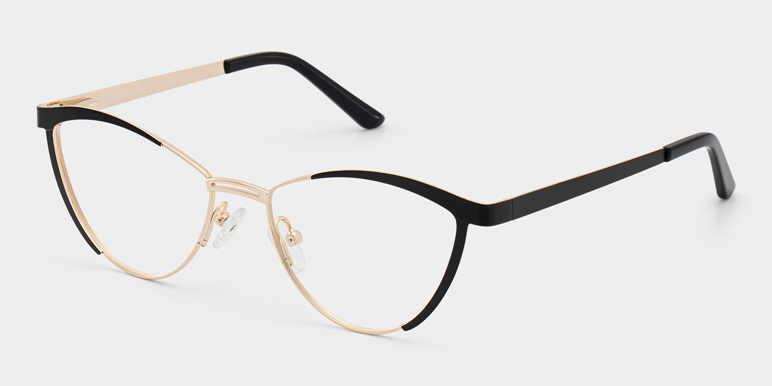 Sydney Cat Eye Metal Black Frame Glasses for Women | ZEELOOL3