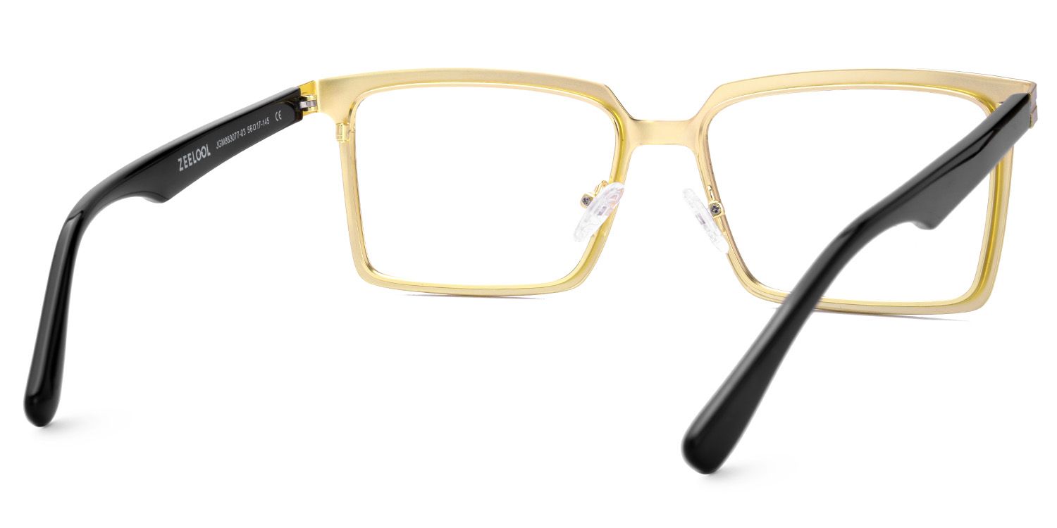 Sharma Rectangle Gold Color Metal Frame Eyeglasses For Men3