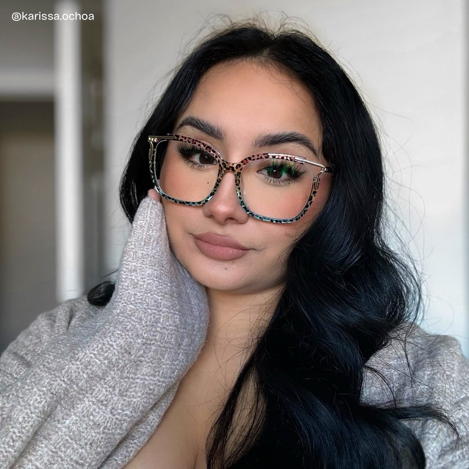 Sidibe Square Blue Leopard Glasses5