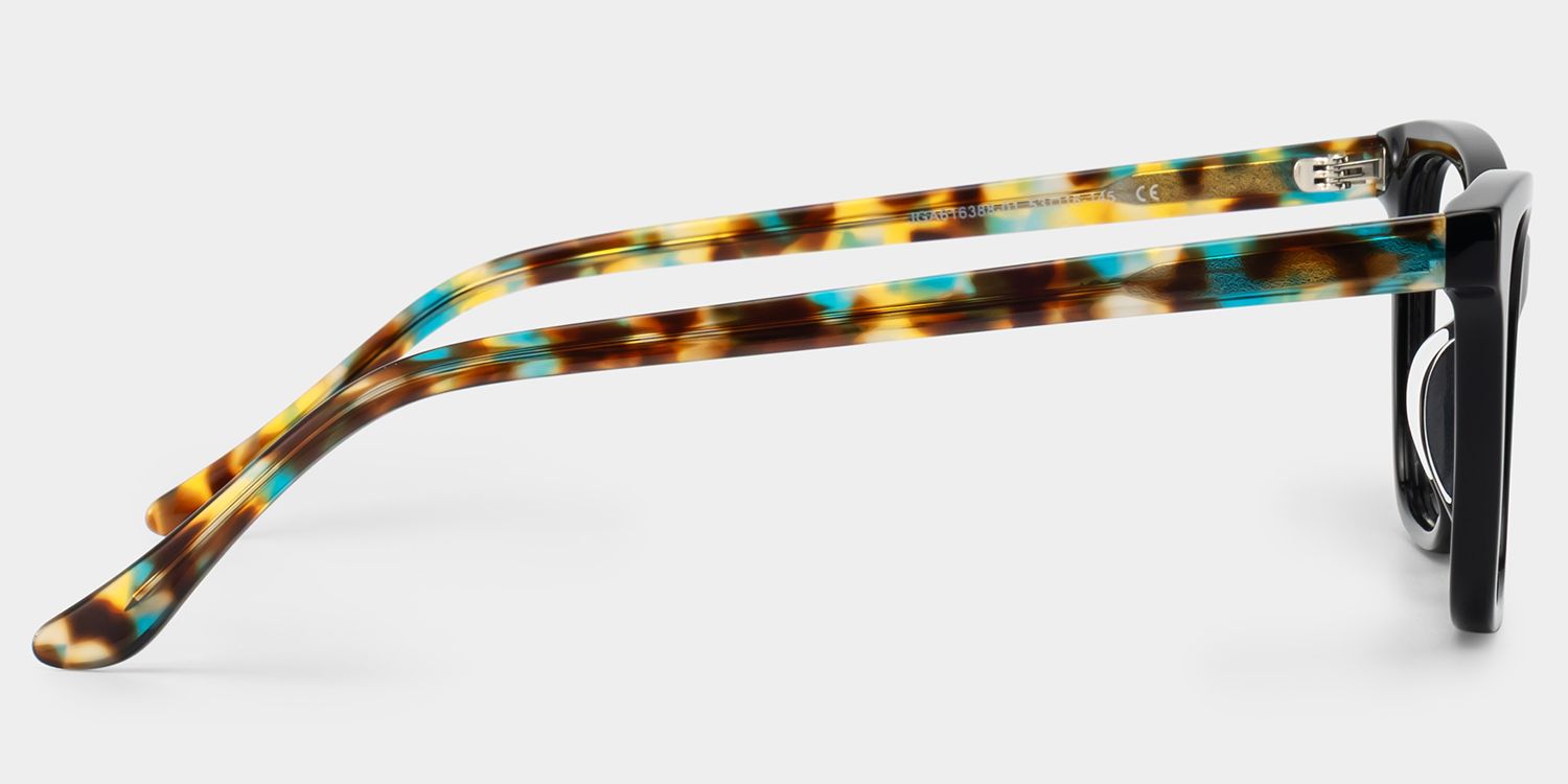 Faith Black Rectangle Reading Glasses with Flower Arms | ZEELOOL5