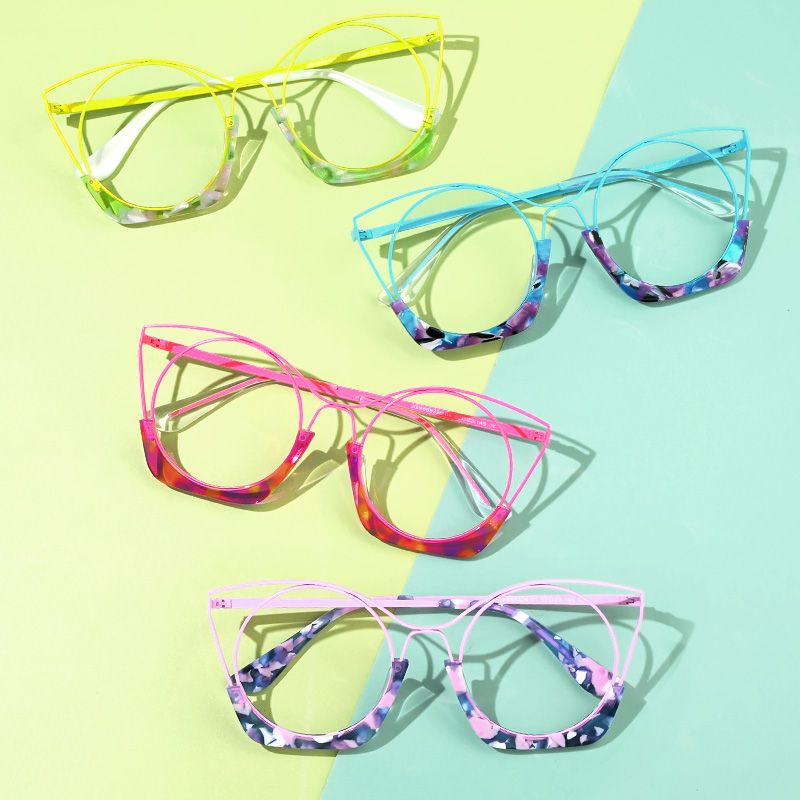 Designer Barbara Lime Green Cat Eye Glasses | Zeelool5