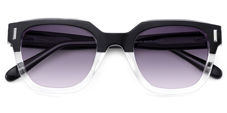 Nia Black Clear Square Sunglasses