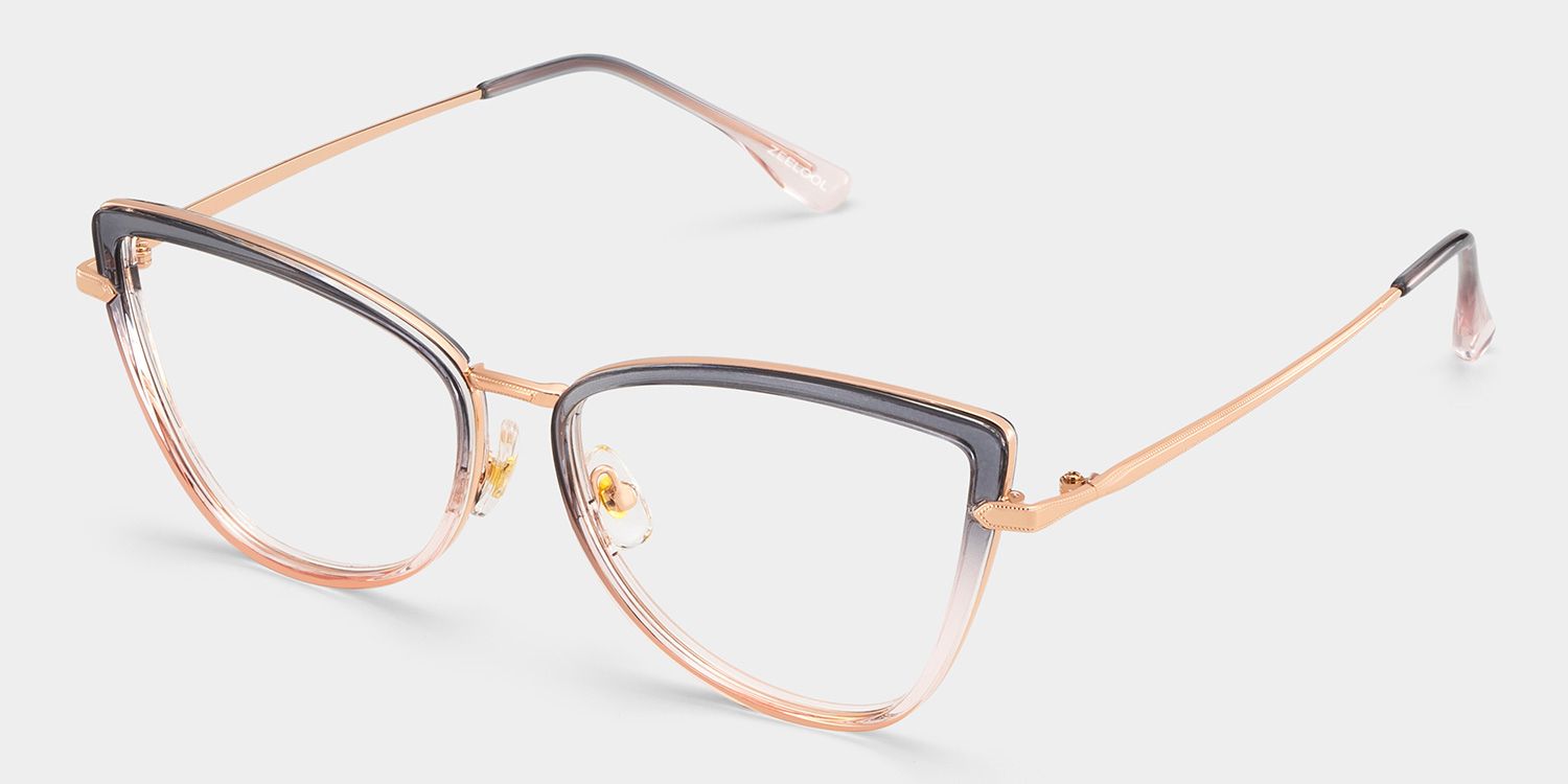 Cat eye Two-tone Eyeglasses- Sloane Mixed Frame Glasses3