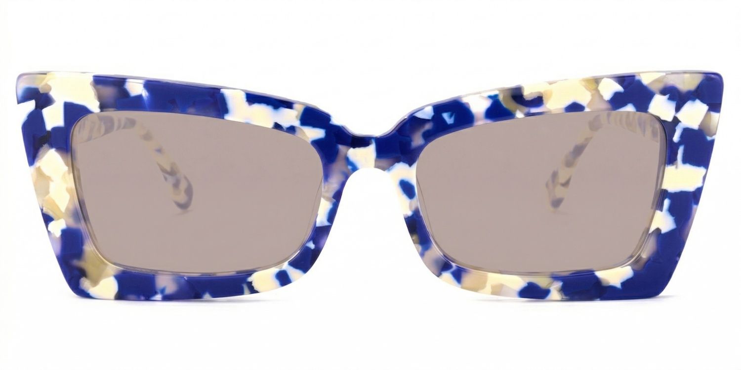 Newell Rectangle Style Blue-Floral Frame Sunglasses | ZEELOOL0