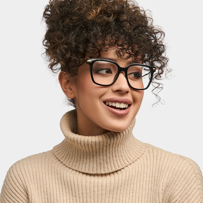 Jacqui Black Rectangle Glasses