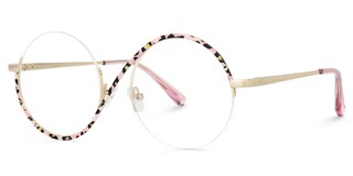 Flozif Round Semi rimless Pink-Leopard Glasses1
