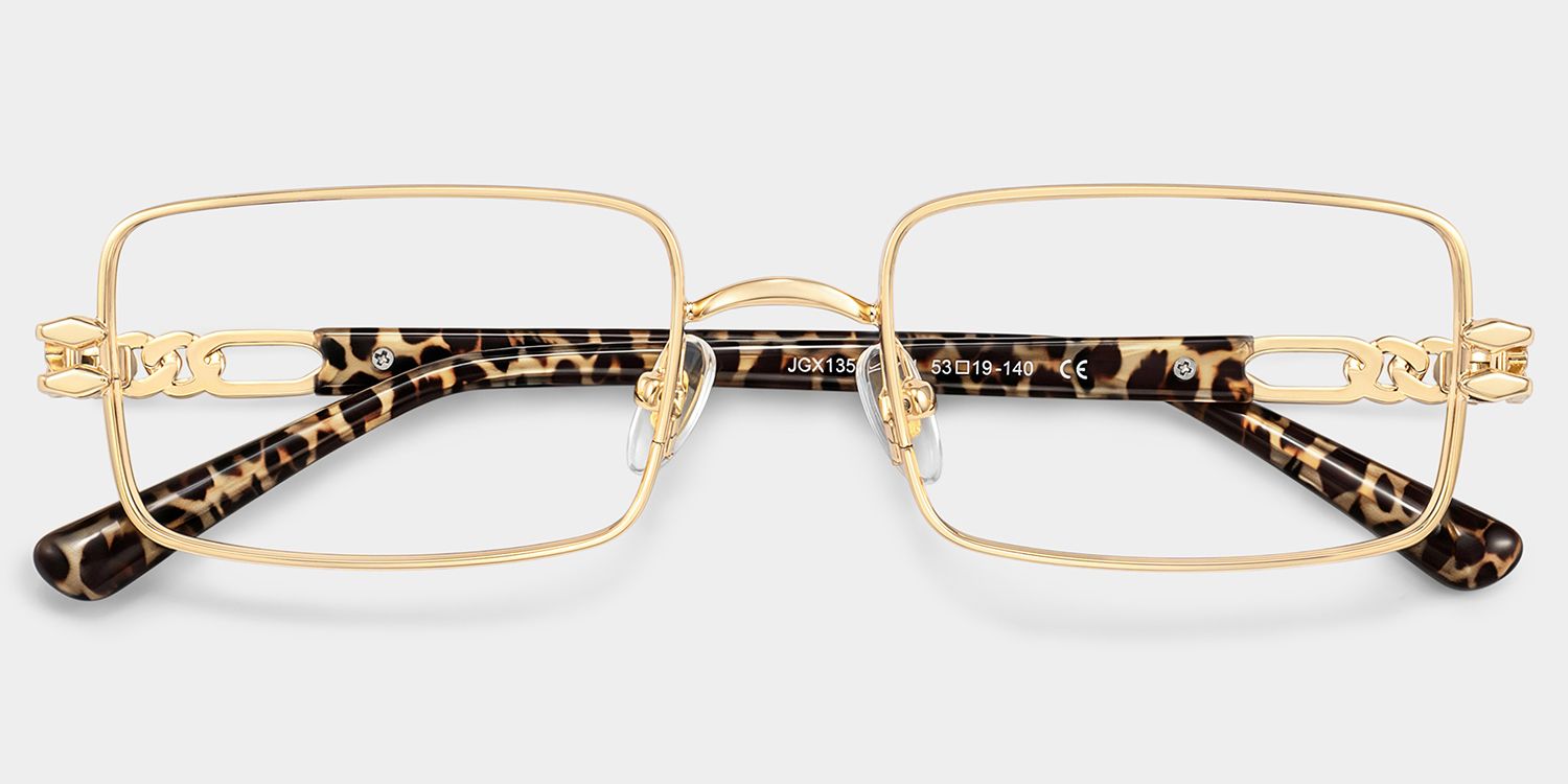 Olivia Gold Rectangle Glasses | ZEELOOL2