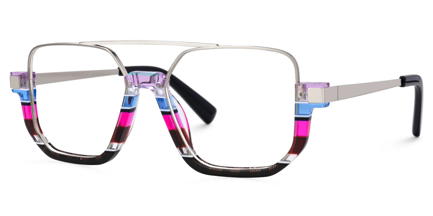 Multicolor Strip Aviator Spectacles Frames - Oromiya on Sale | Zeelool2
