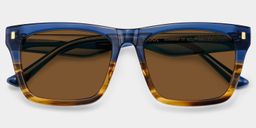 Brookins Blue Brown Rectangle Sunglasses1