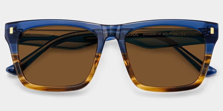 Brookins Blue Brown Rectangle Sunglasses