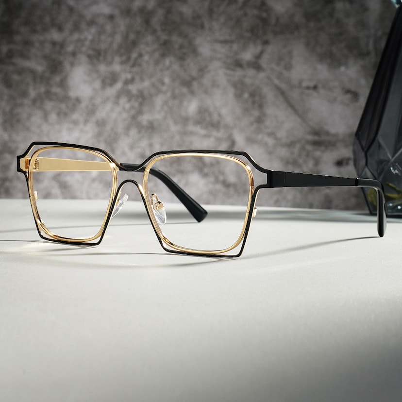 Foday Geometric Black Gold Glasses