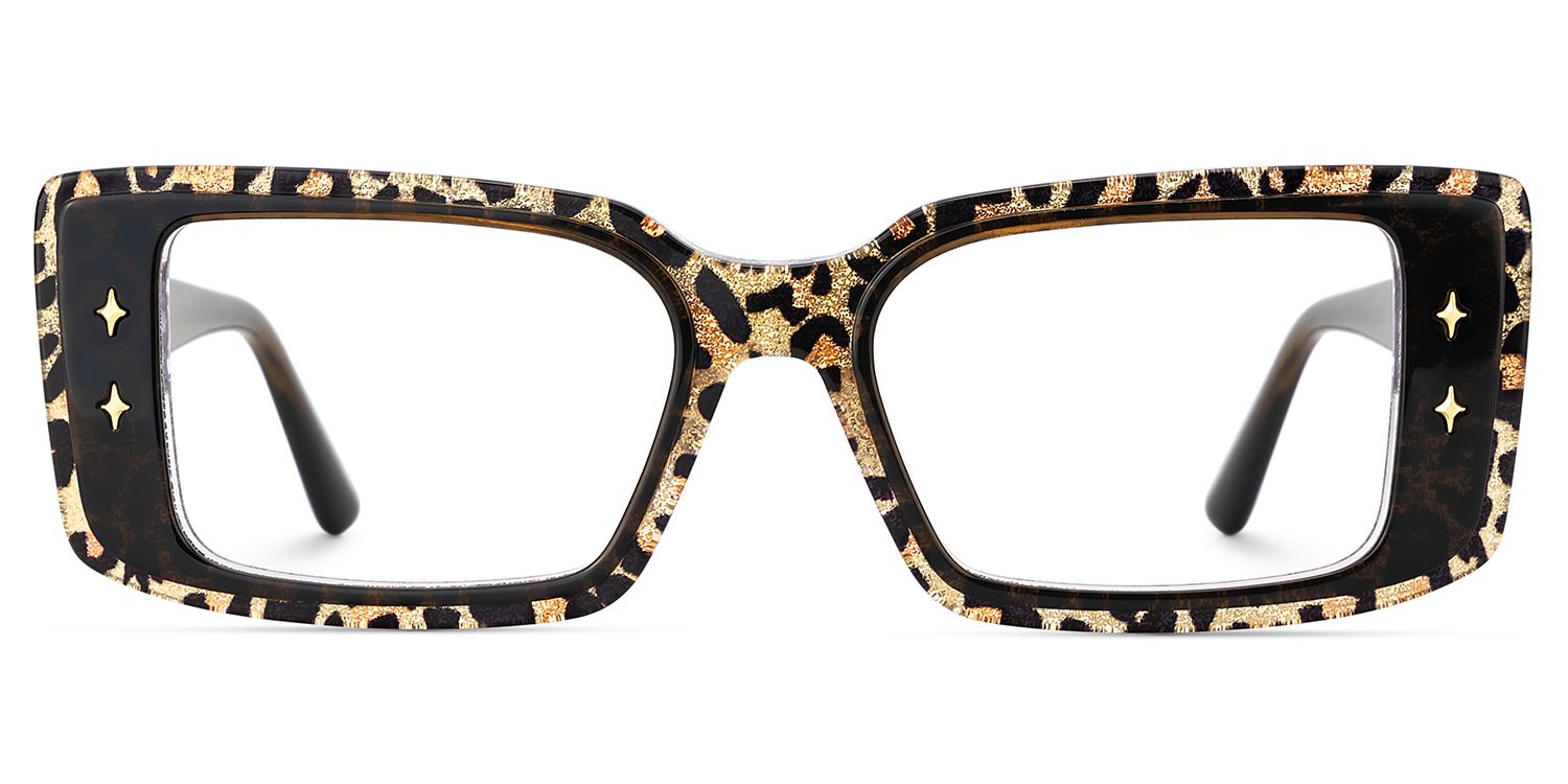 Women's Rectangle Eyeglasses Frames With Leopard Color1
