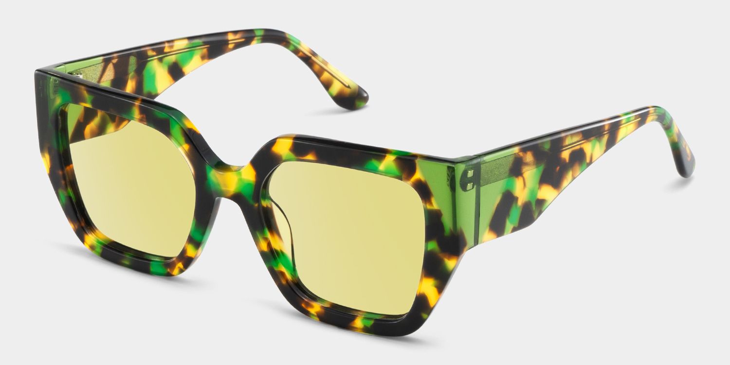 Viva Acetate Green Tortoise Square Frame Sunglasses | ZEELOOL