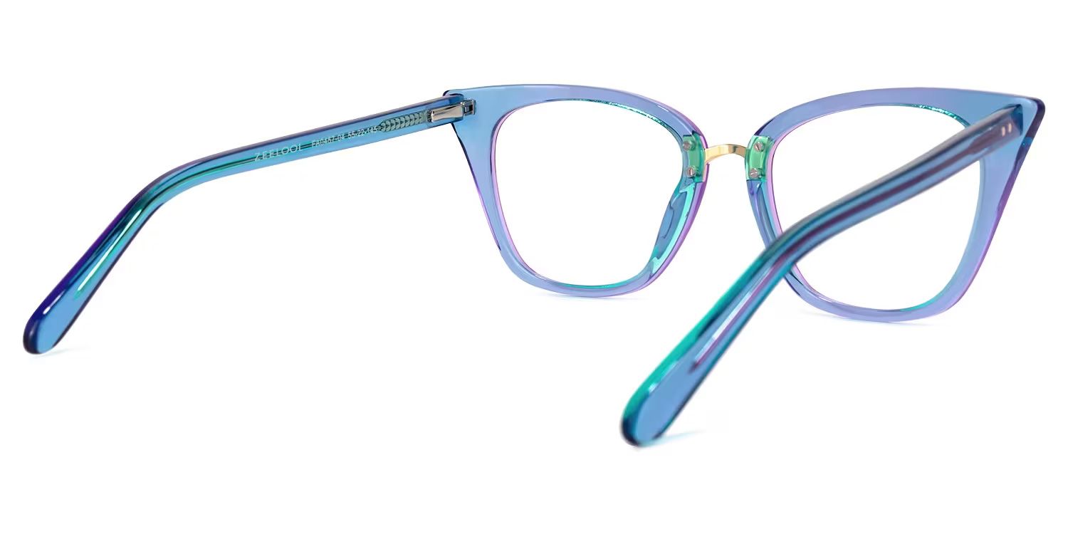 Martha Cat Eye Light-Blue Glasses | Zeelool Glasses4
