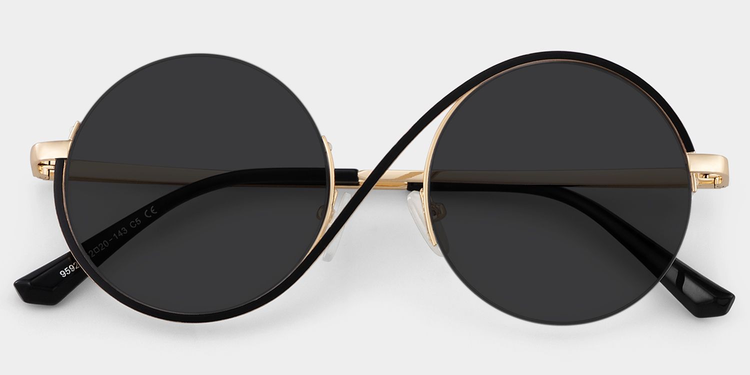 オルフェー Flozif Round Black Prescription Sunglasses | ZEELOOL