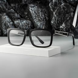 Osvaldo Rectangle Black Glasses0