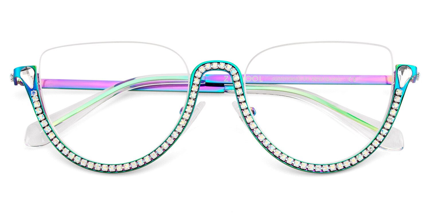 Half Frame Cat Eye Glasses With Shiny Diamonds3