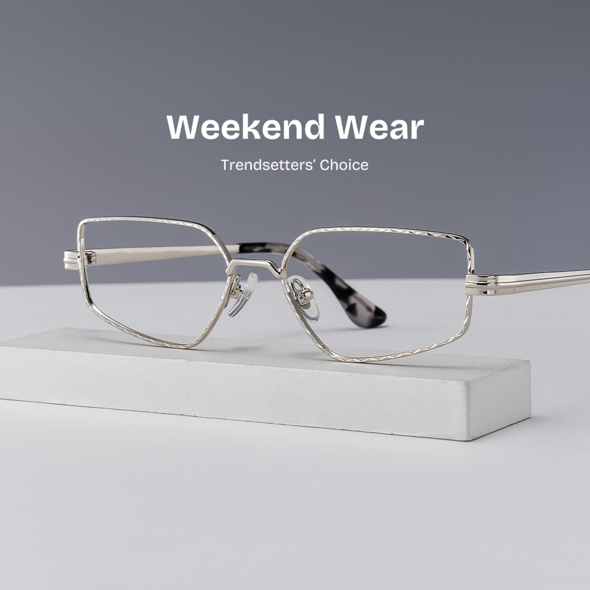 Rectangle Silver Eyeglasses- Lyle Metal Frame Glasses0