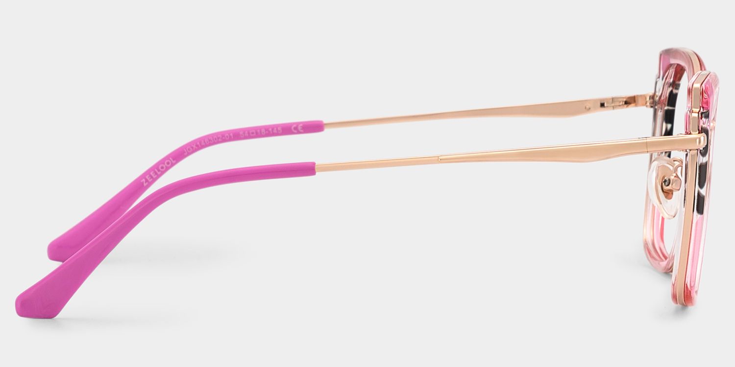 Pink Metal Frame Glasses With Wide Size For Women4