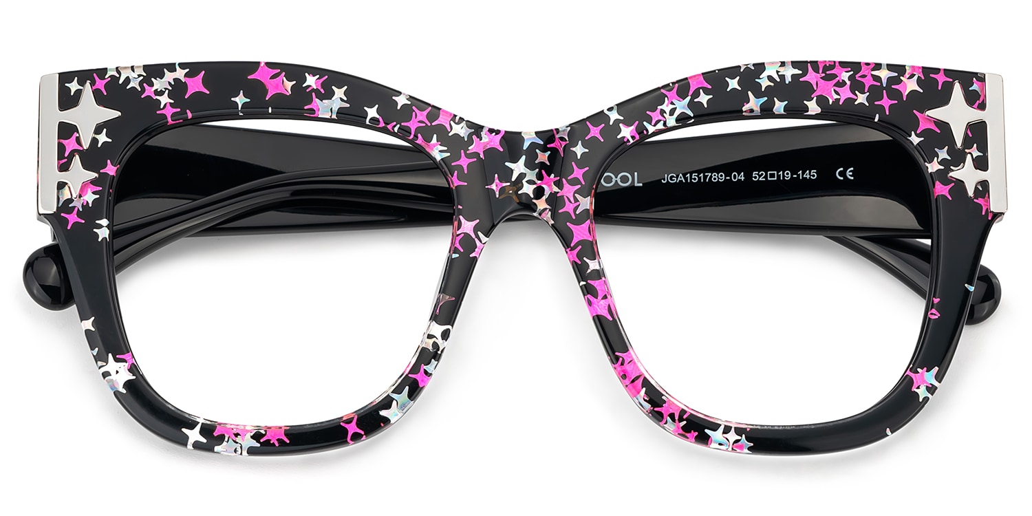 Minfia Square Black Pink Glasses2