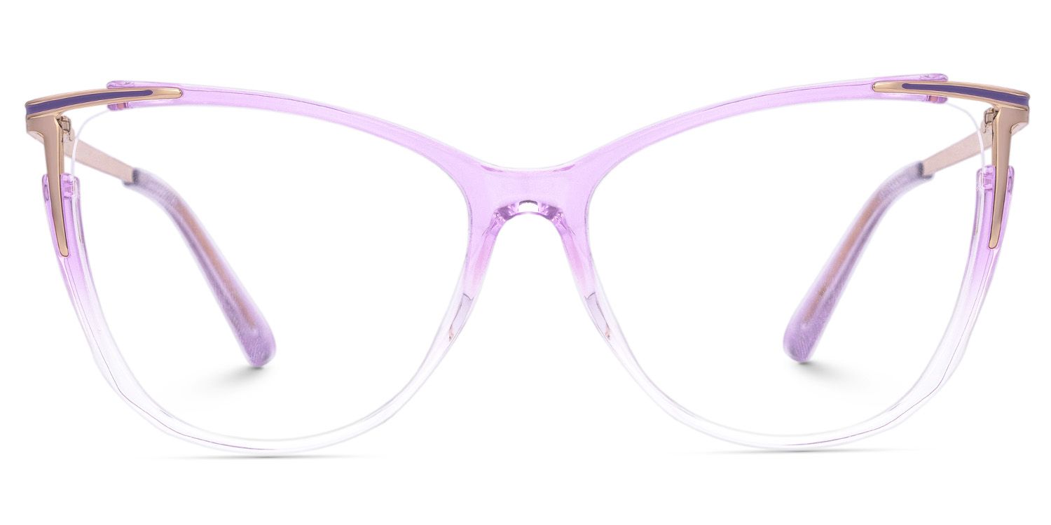 Yomary Purple Transparent Glasses with Cat-Eye Frames0