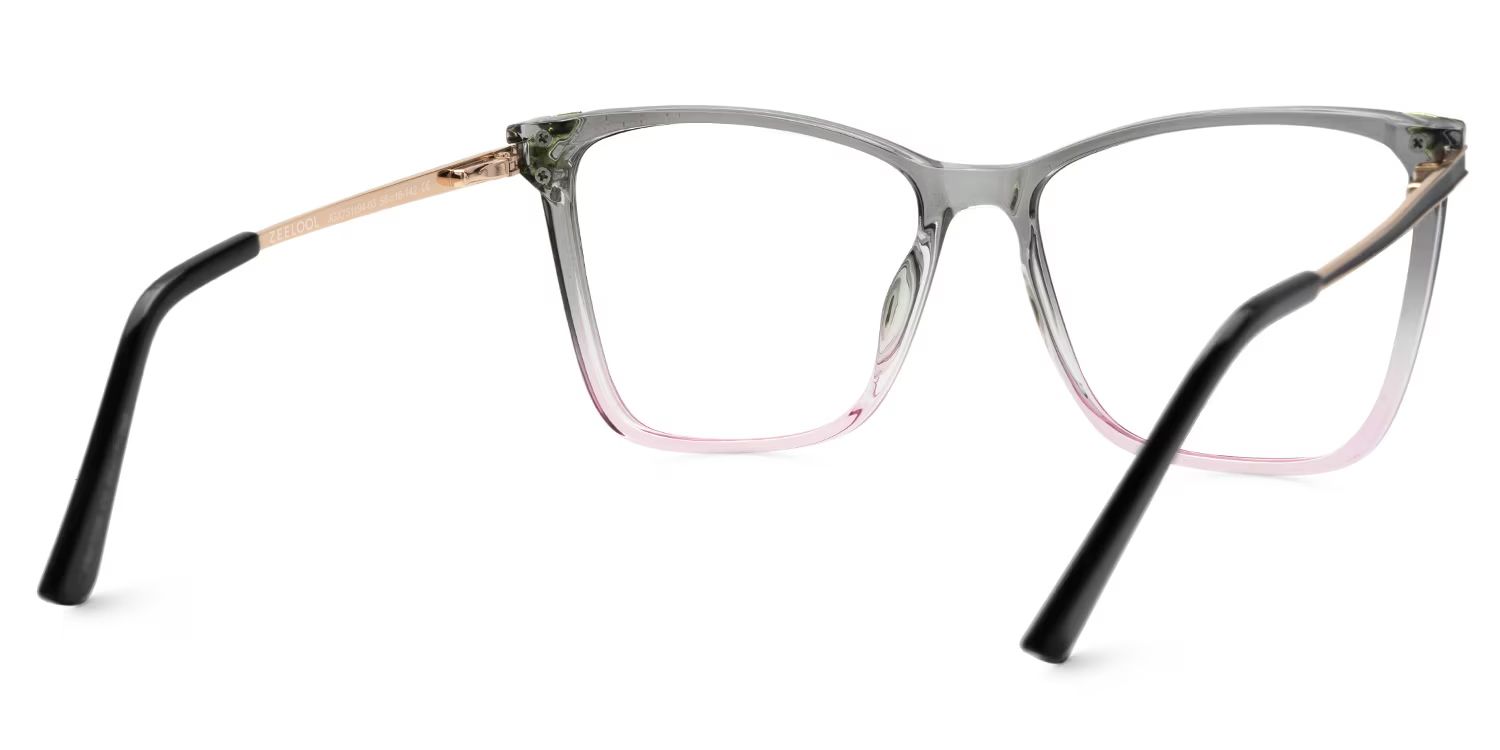 Tricee square grey glasses with gold arms for females | Zeelool3