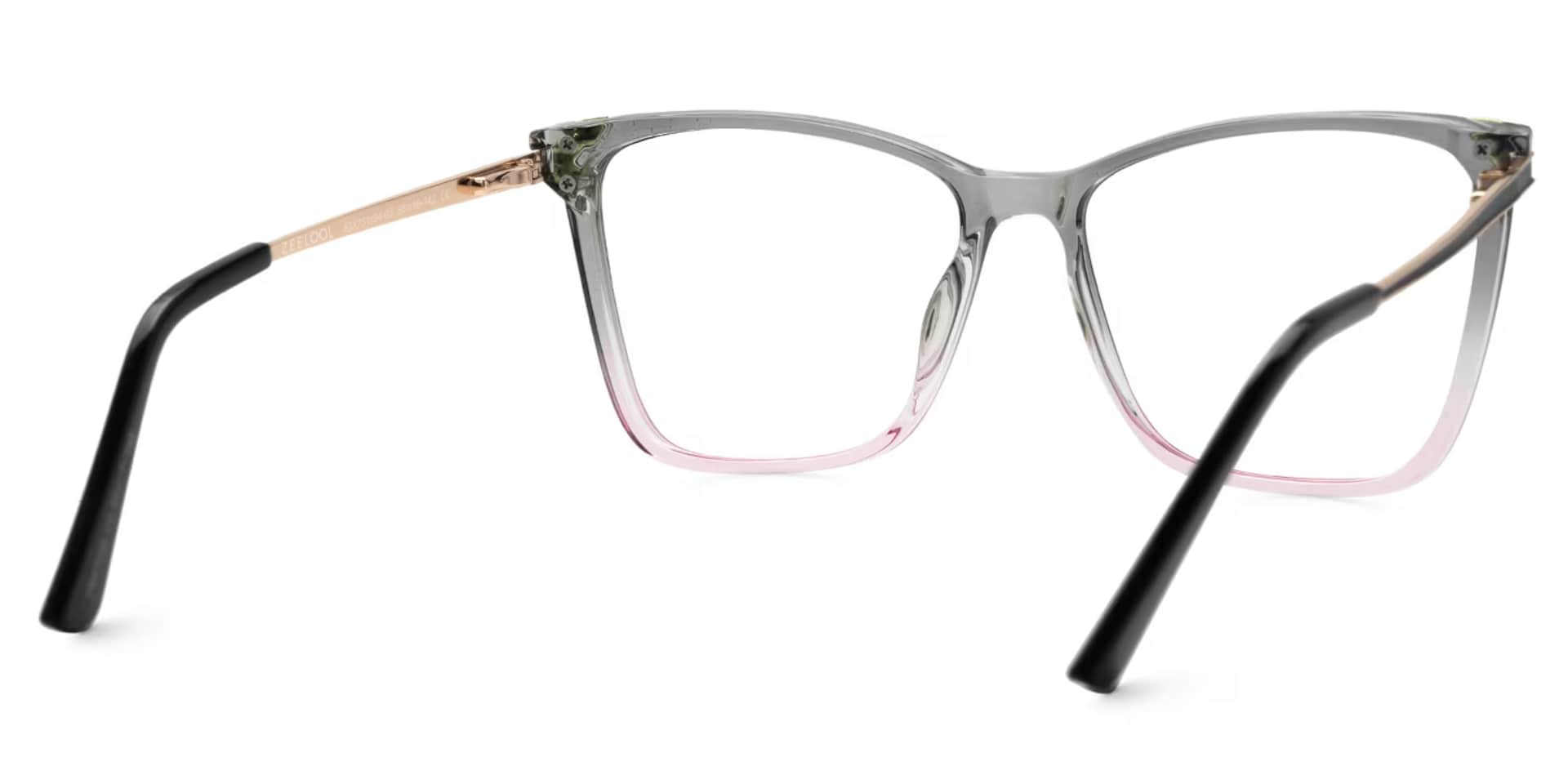 Tricee square grey glasses with gold arms for females | Zeelool3