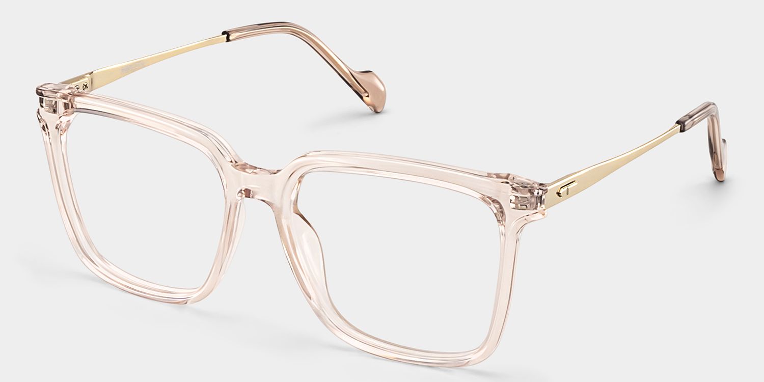 Thin Beige Frame Glasses With Square Shape3