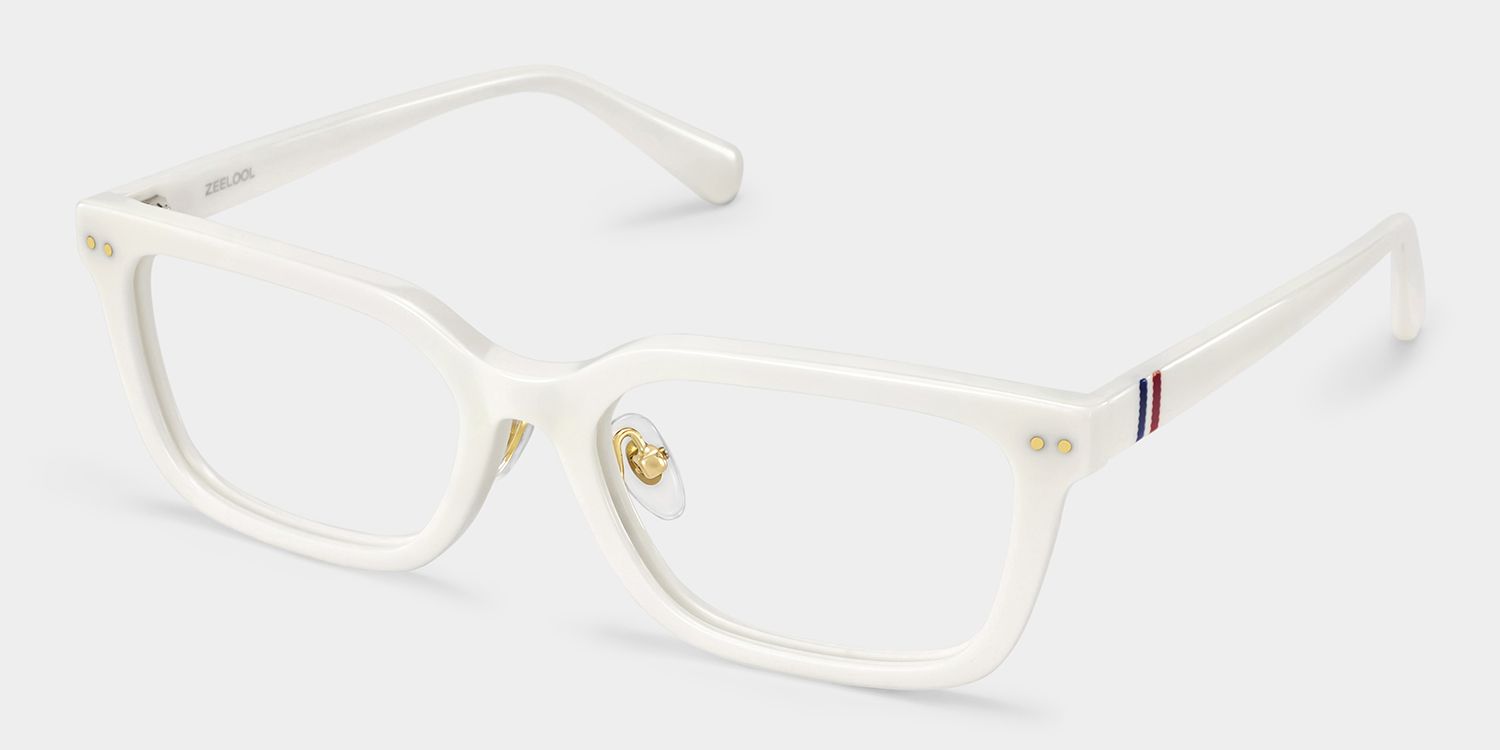 Remy White Rectangle Glasses | Clean Athleisure Style4