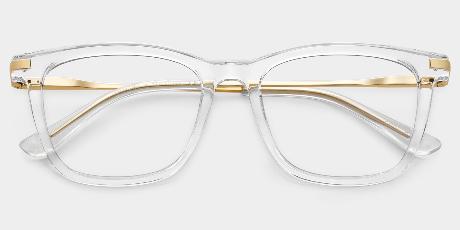Selena Rectangle Clear White Glasses Bling Frames | ZEELOOL