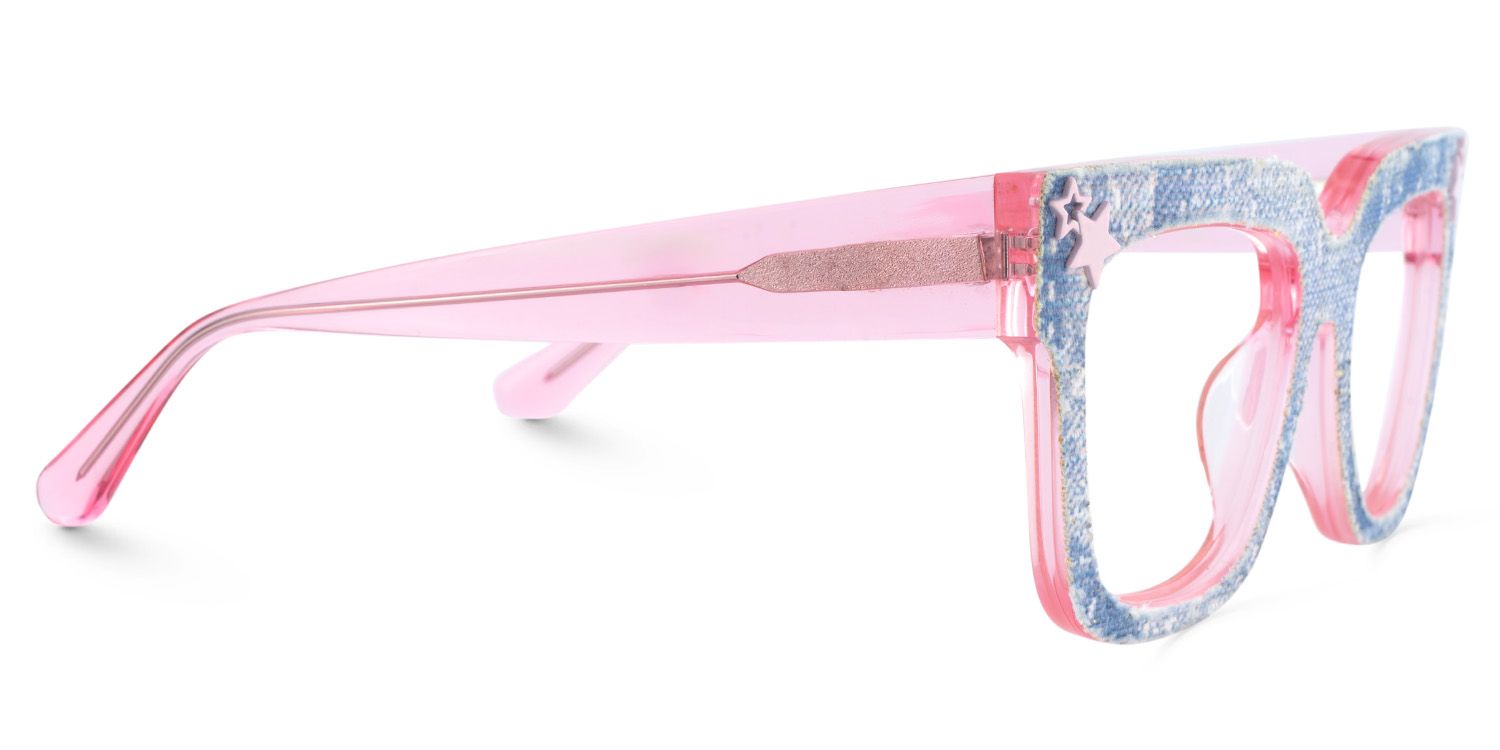 Teresita Thick Blue Denim Glasses in Square Design | Zeelool4