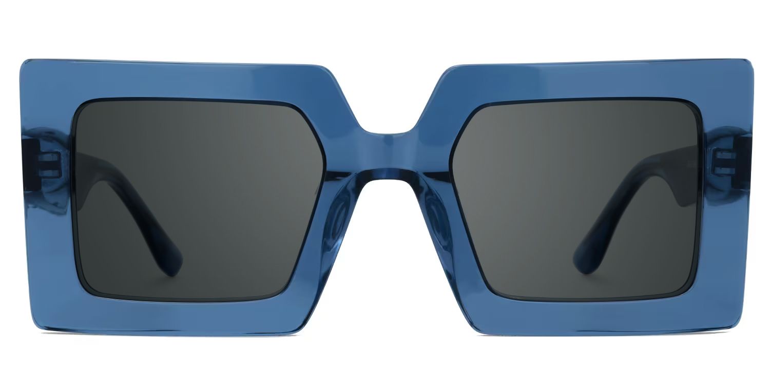 Tiffaney Blue Square Sunglasses with Denim Striped Temples0