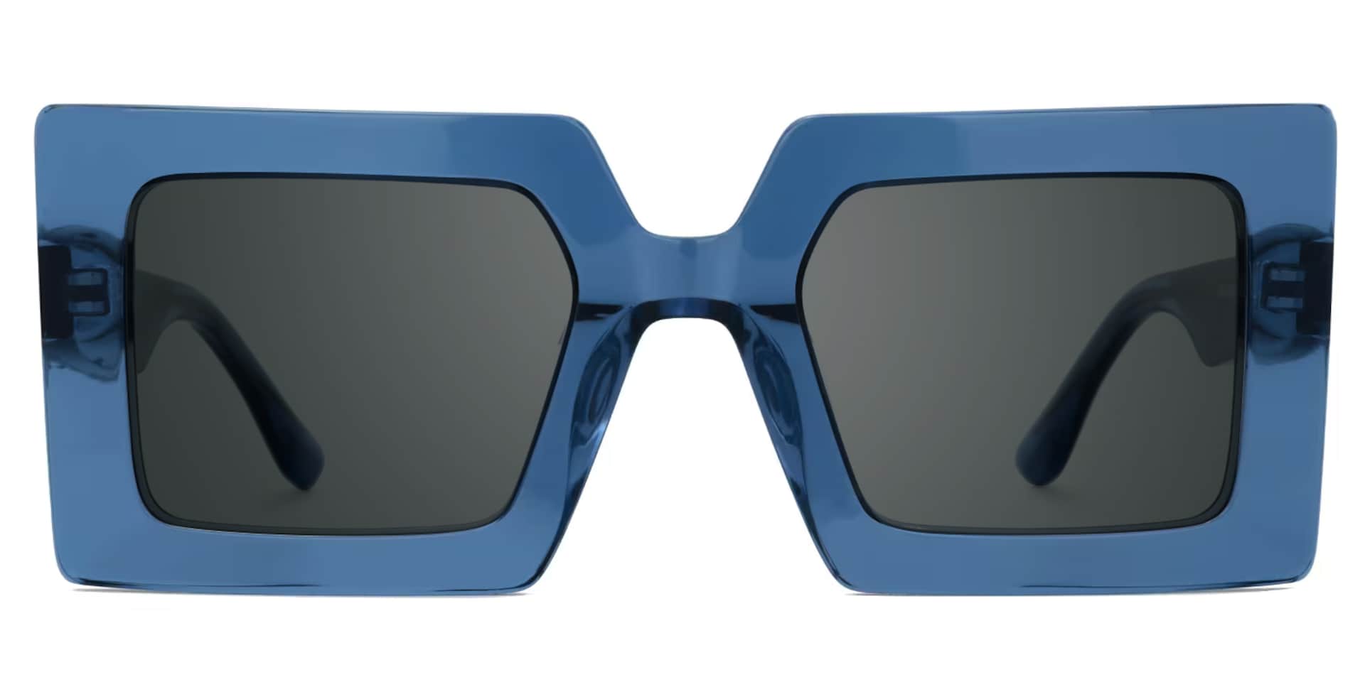 Tiffaney Blue Square Sunglasses with Denim Striped Temples0