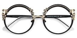 Nelida Round Black Gold Glasses1