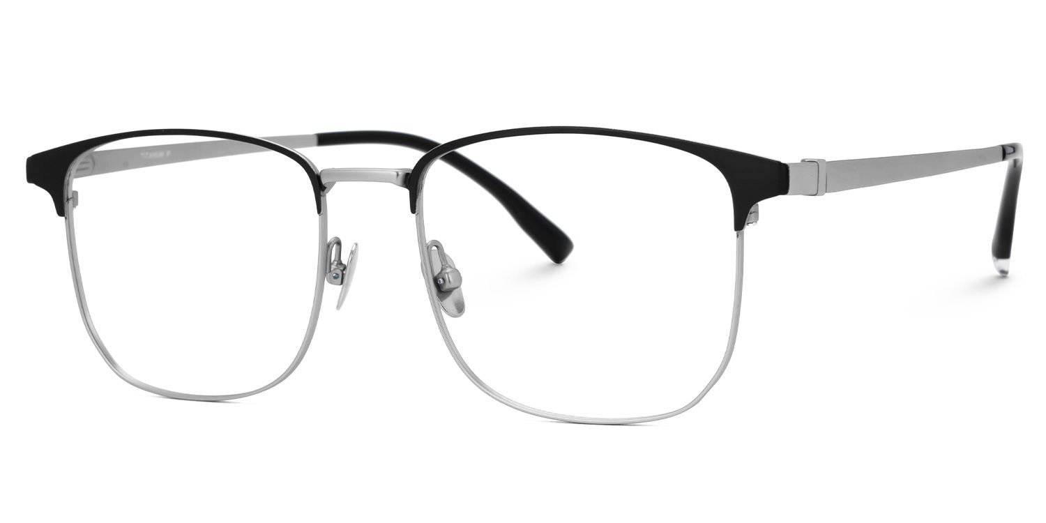 Rondon Titanium Rectangle Silver Frame Glasses | Zeelool1