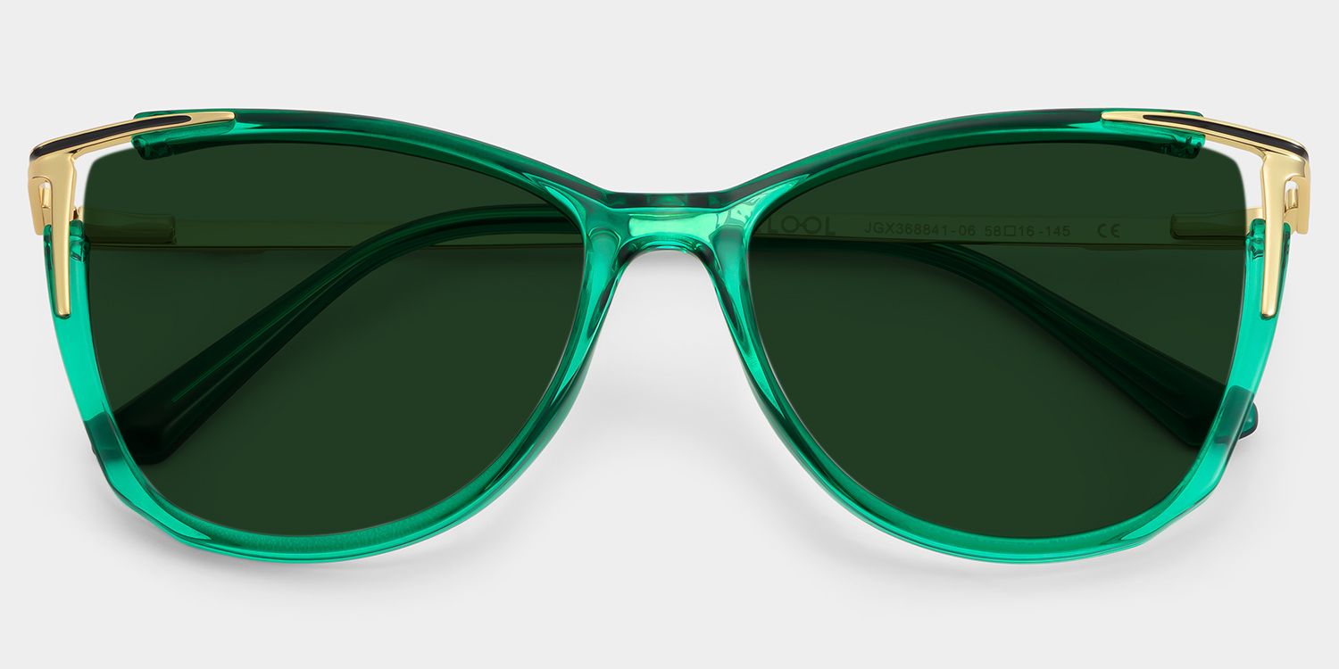 Yomary Cat Eye Style Green Frame Sunglasses | ZEELOOL1