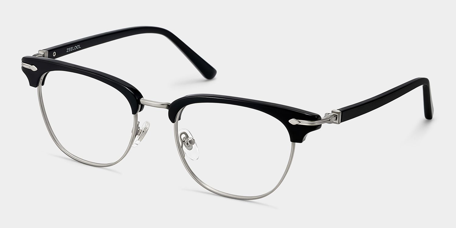 Capri Browline Black Frames Glasses for Men | ZEELOOL2
