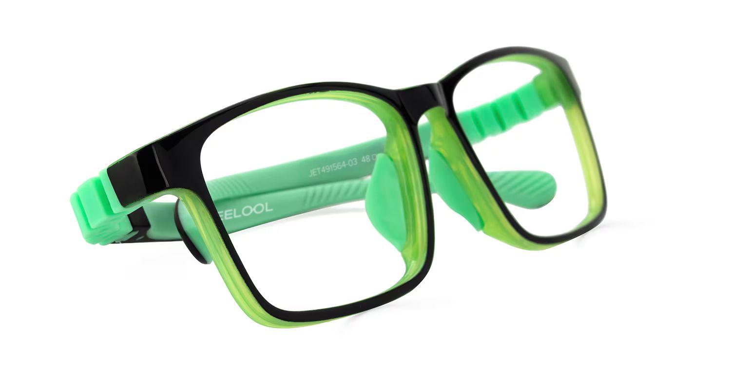 Arddin Rectangle Green Frame Eyeglasses for Tweens3