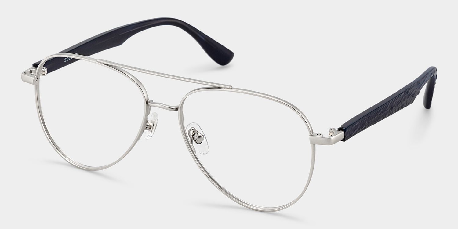 Aspen Silver Aviator Mixed Frame Glasses for Men | ZEELOOL3
