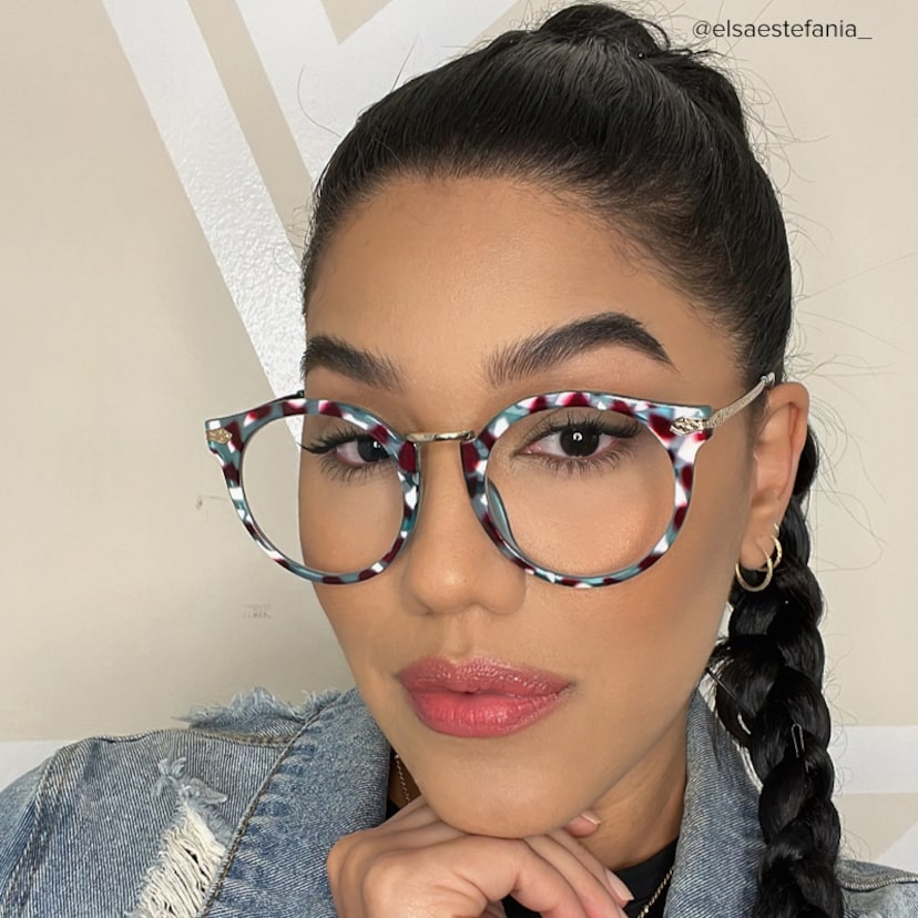 Quentina Round Blue Glasses