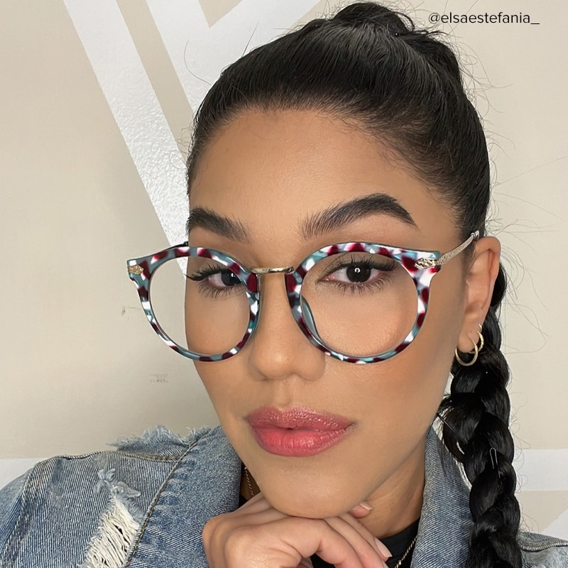 Quentina Round Blue Glasses