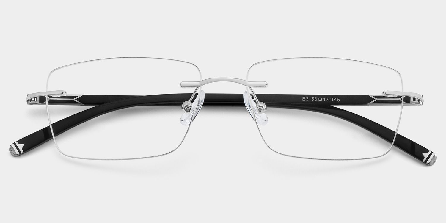 Adeline Silver Rimless Glasses for Men in Rectangle Frame | ZEELOOL2