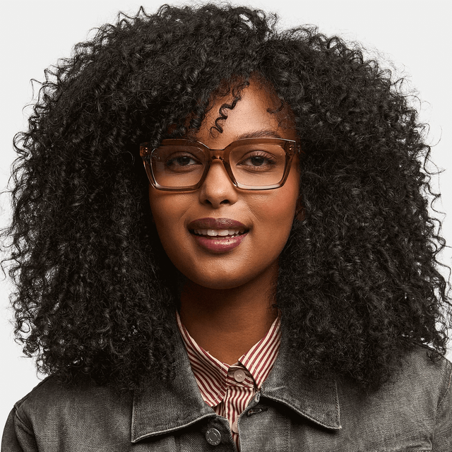 Grover Beige Rectangle Glasses hover