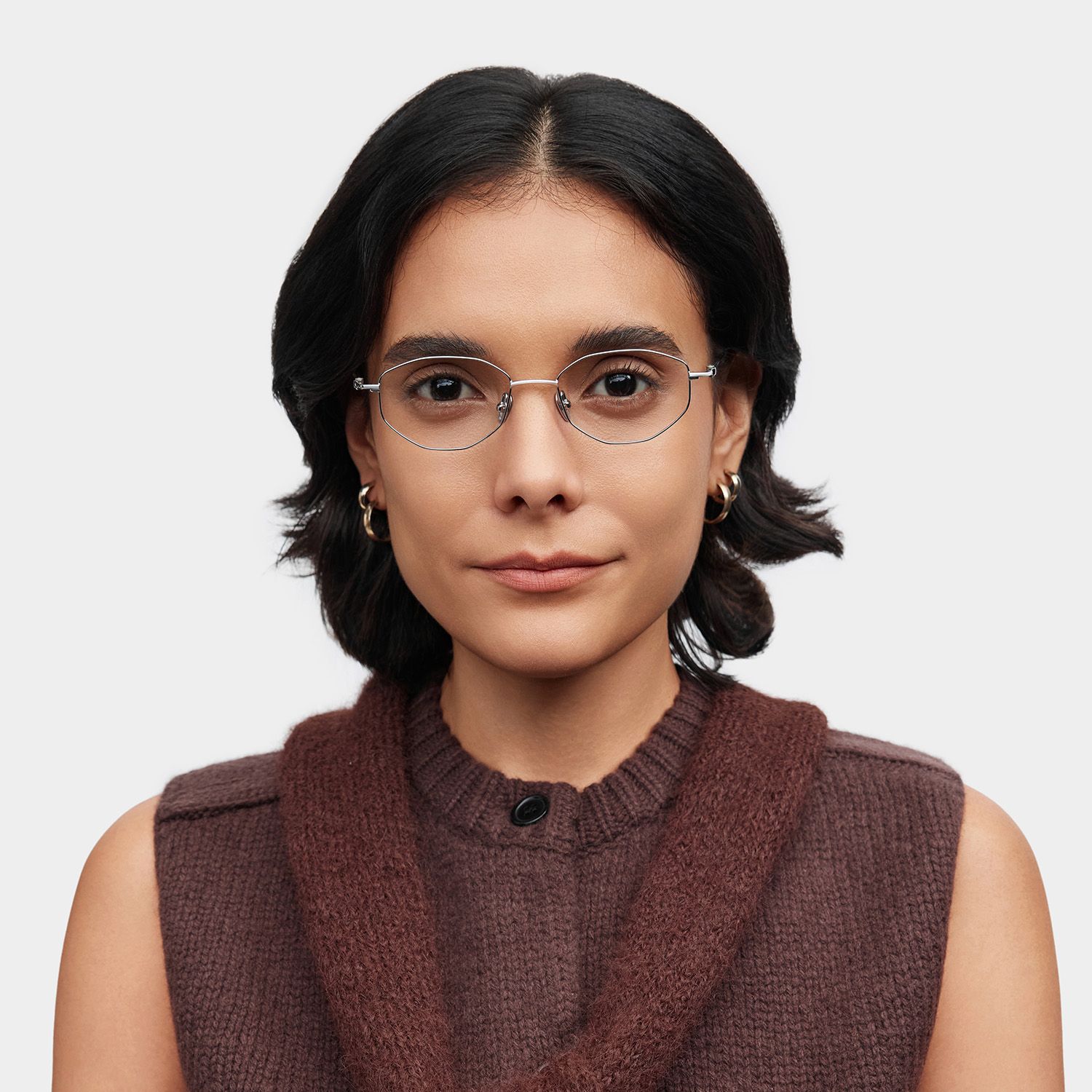 Everett Silver Frame Glasses with Geometric Frame Online |  ZEELOOL0