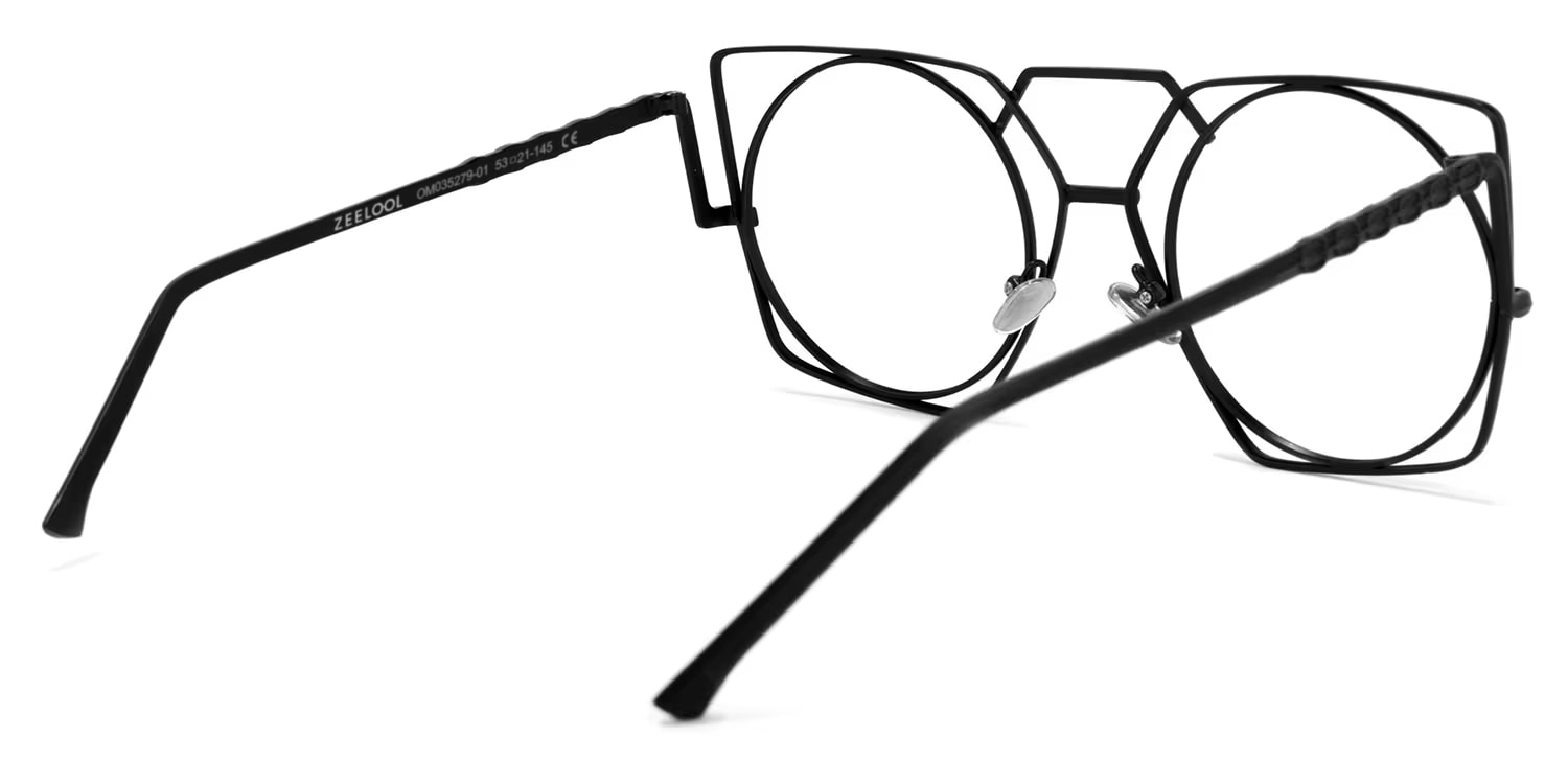 Evette Geometric Black Glasses4