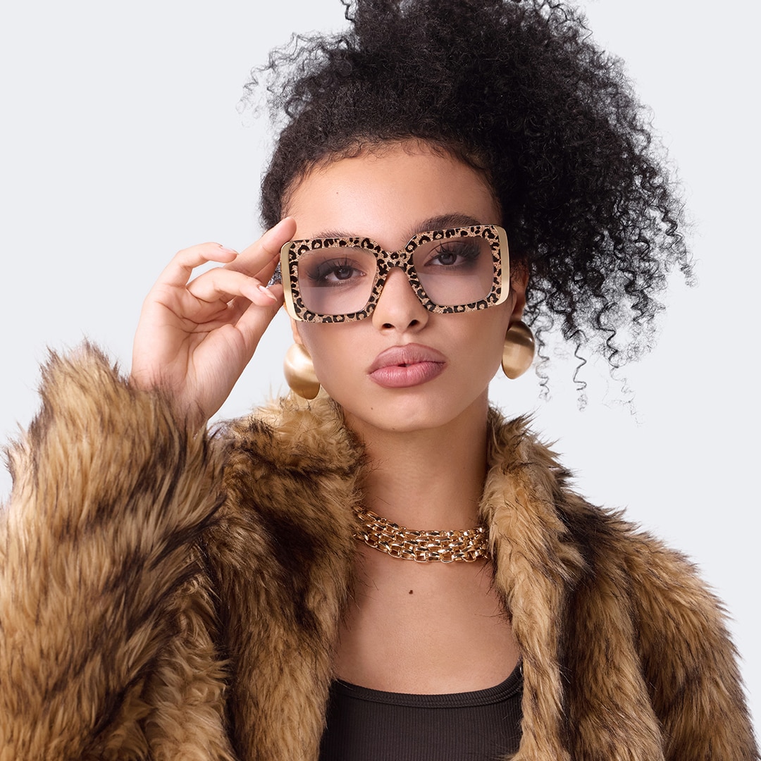 Jesse Rectangle Leopard Glasses