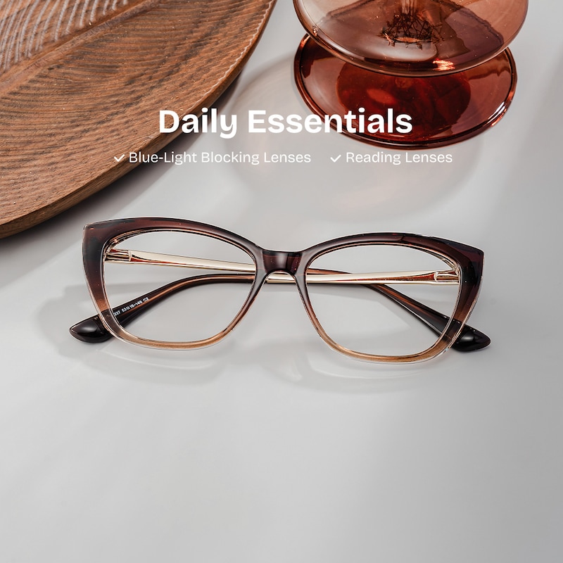 ZEELOOL Harlow Rectangle Brown Glasses