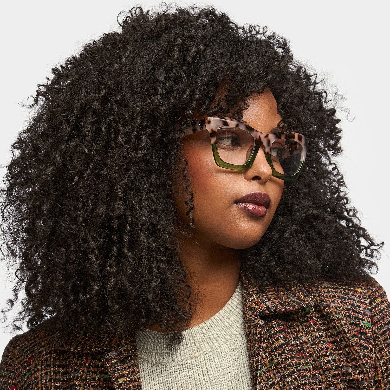 Benitez Square Two-Tone Glasses in Tortoise & Green Color | ZEELOOL0